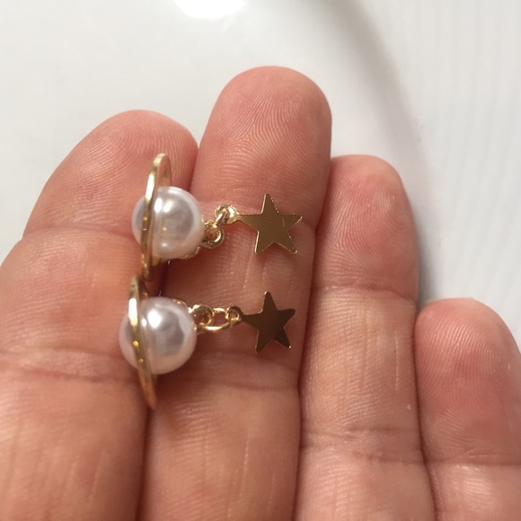🌟Awesome Faux Pearl Boho Celestial Star And Saturn Planet Stud Earrings 🪐 - Picture 3 of 5